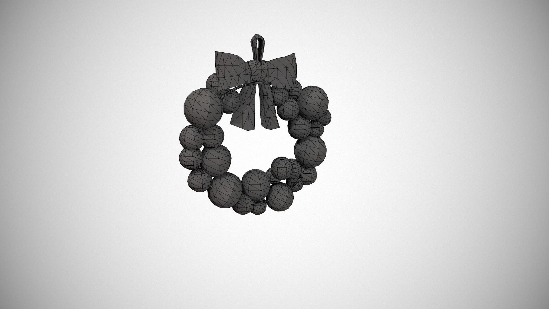 Silver and Gold Christmas Bauble Wreath Low-poly 3D model_18