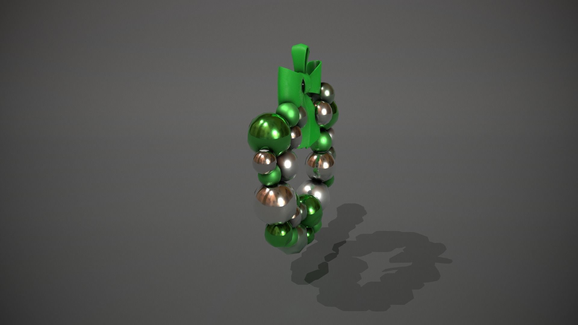 Green and Silver Christmas Bauble Wreath Low-poly 3D model_2