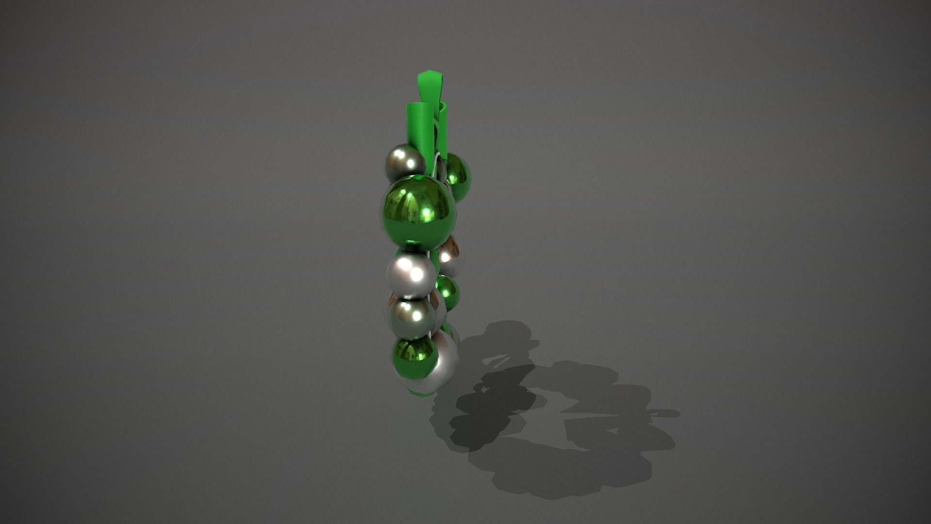 Green and Silver Christmas Bauble Wreath Low-poly 3D model_8