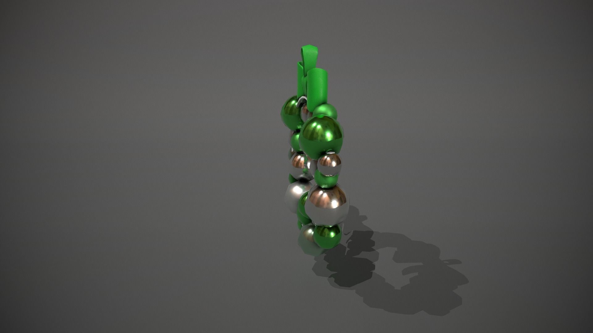 Green and Silver Christmas Bauble Wreath Low-poly 3D model_3