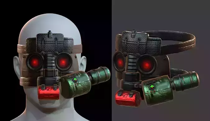 Gas mask helmet 3d model scifi Low-poly 
