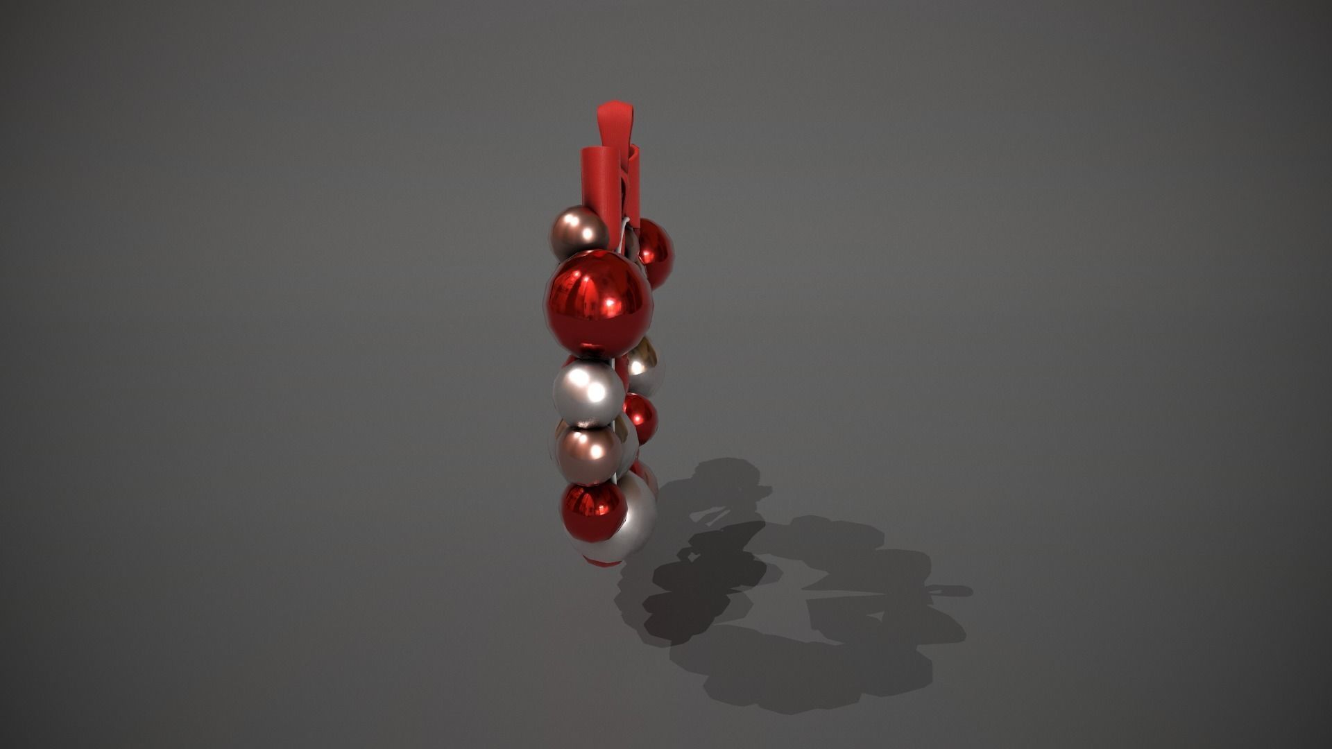 Red and Silver Christmas Bauble Wreath Low-poly 3D model_8