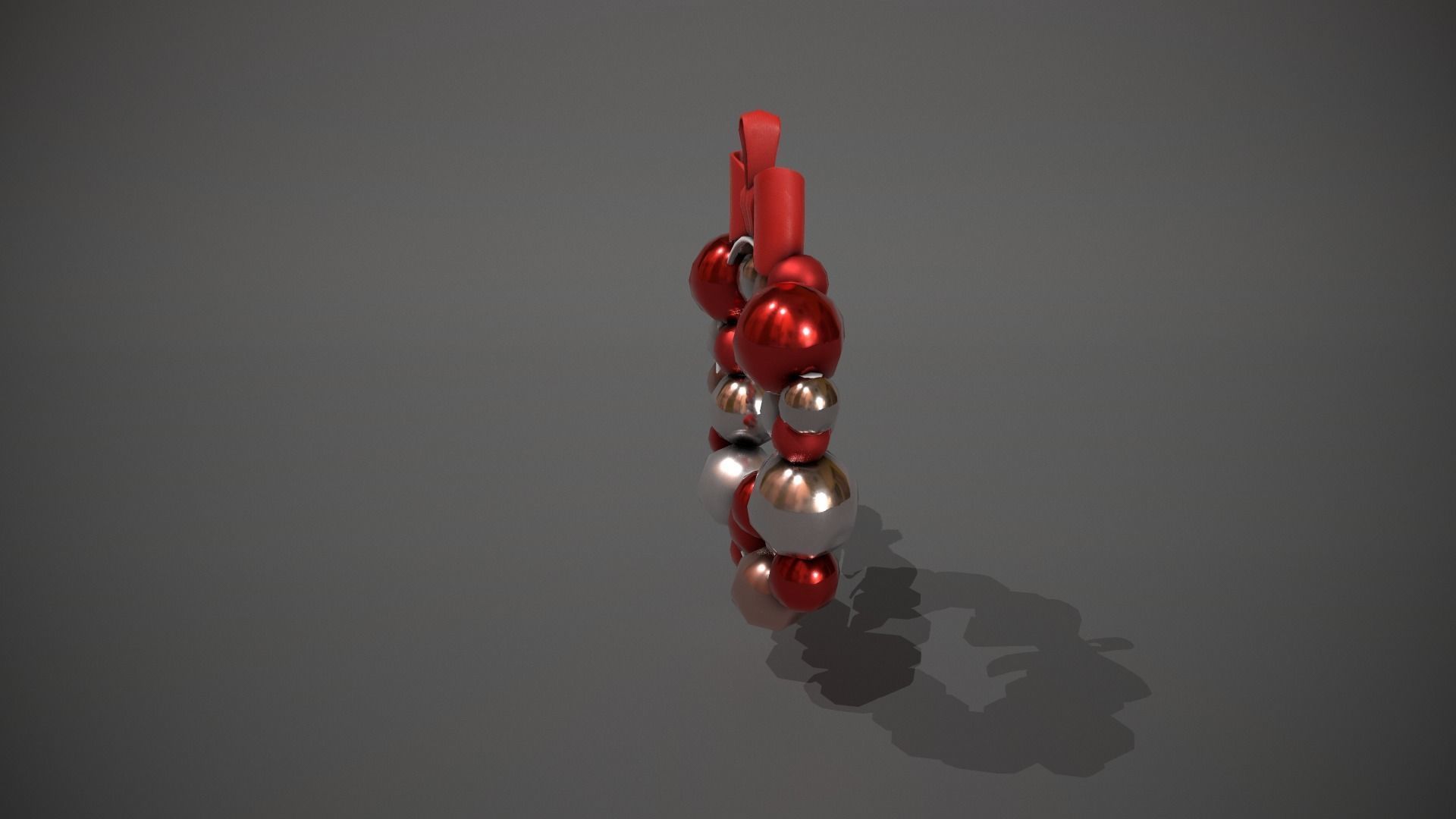 Red and Silver Christmas Bauble Wreath Low-poly 3D model_3