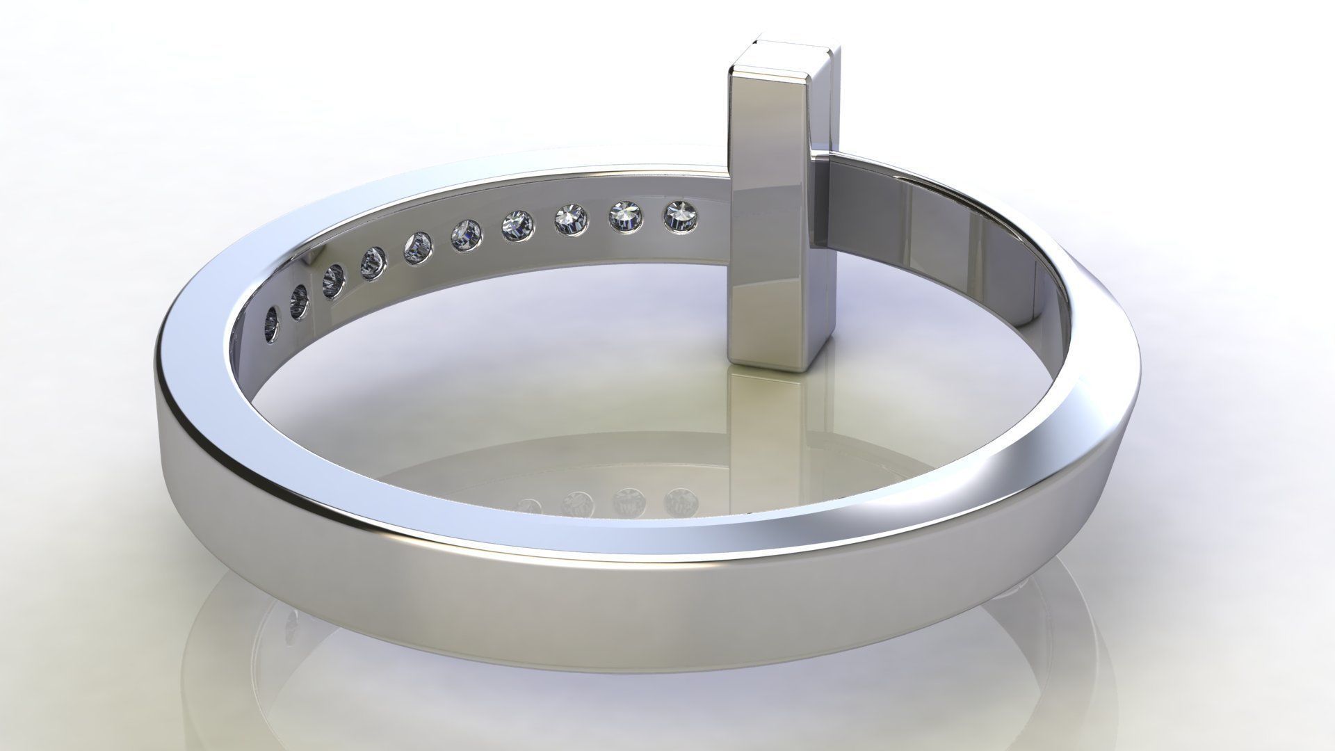 T1 Narrow Diamond Ring size EU 54 3D print model_7