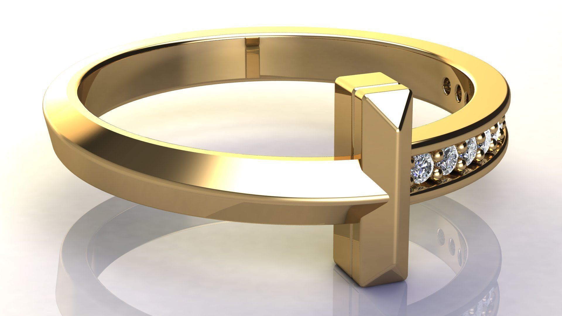 T1 Narrow Diamond Ring size EU 54 3D print model_2