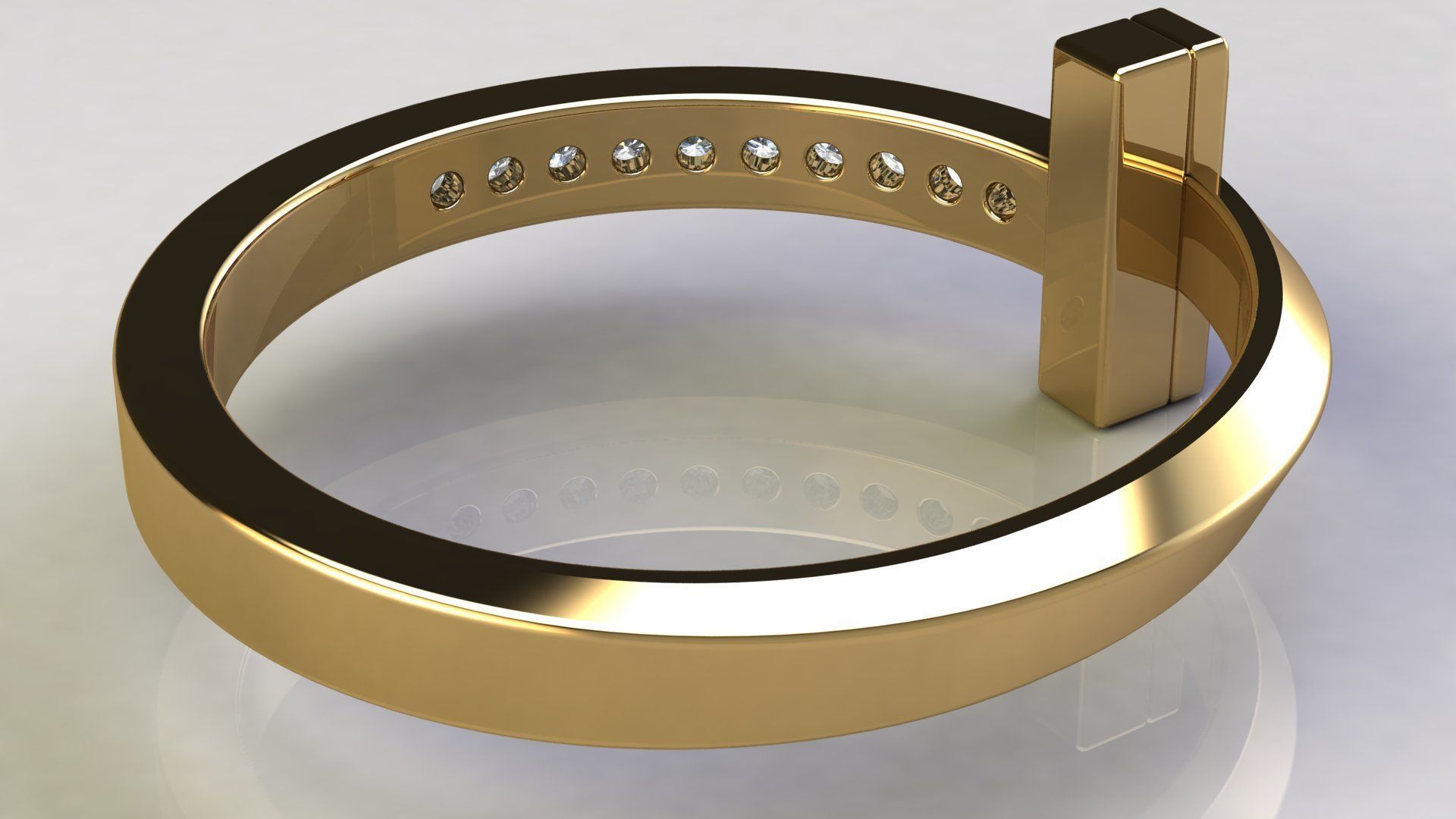 T1 Narrow Diamond Ring size EU 54 3D print model_4