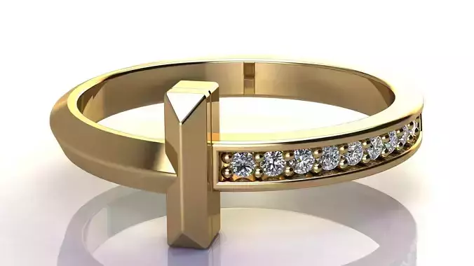 T1 Narrow Diamond Ring size EU 54 3D print model