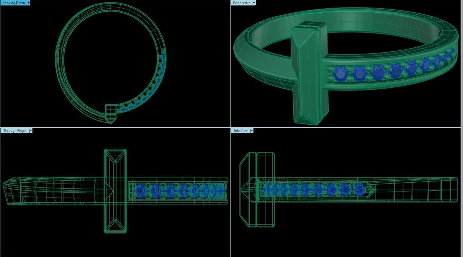 T1 Narrow Diamond Ring size EU 54 3D print model_1