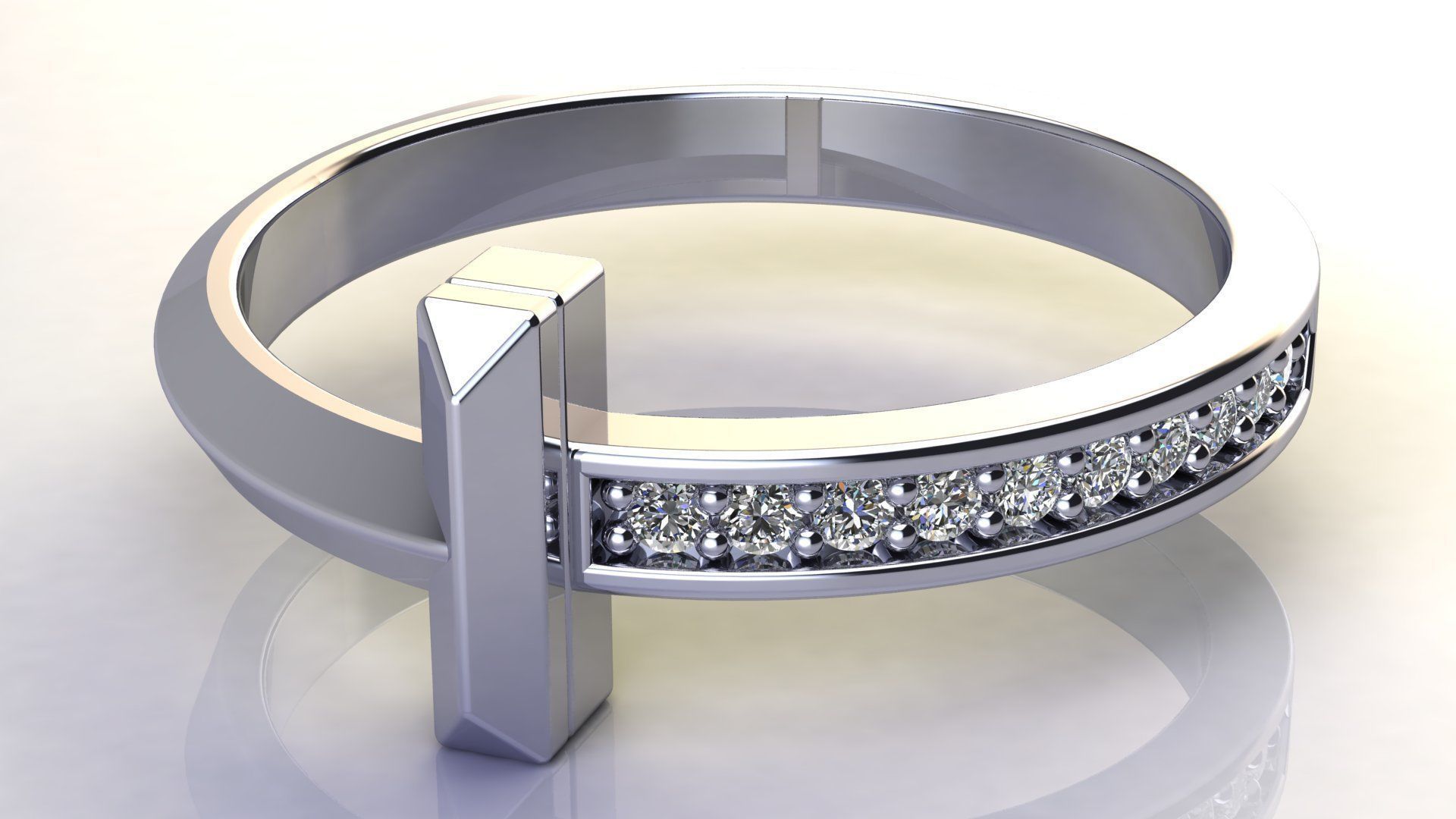 T1 Narrow Diamond Ring size EU 54 3D print model_6