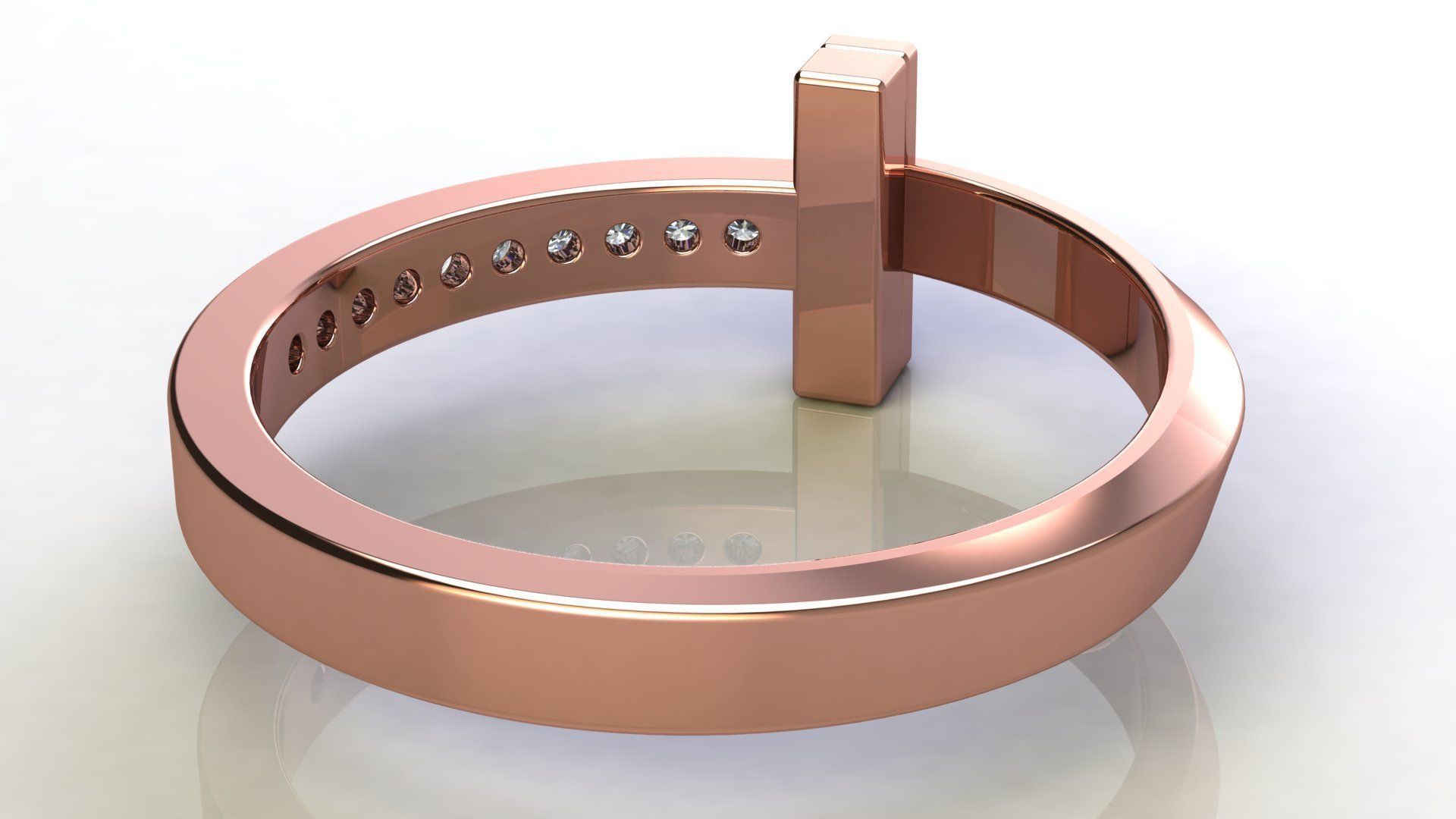 T1 Narrow Diamond Ring size EU 54 3D print model_9