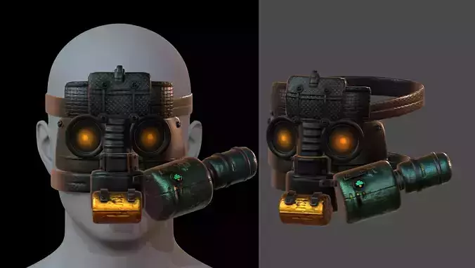 Gas mask helmet 3d model scifi Low-poly 