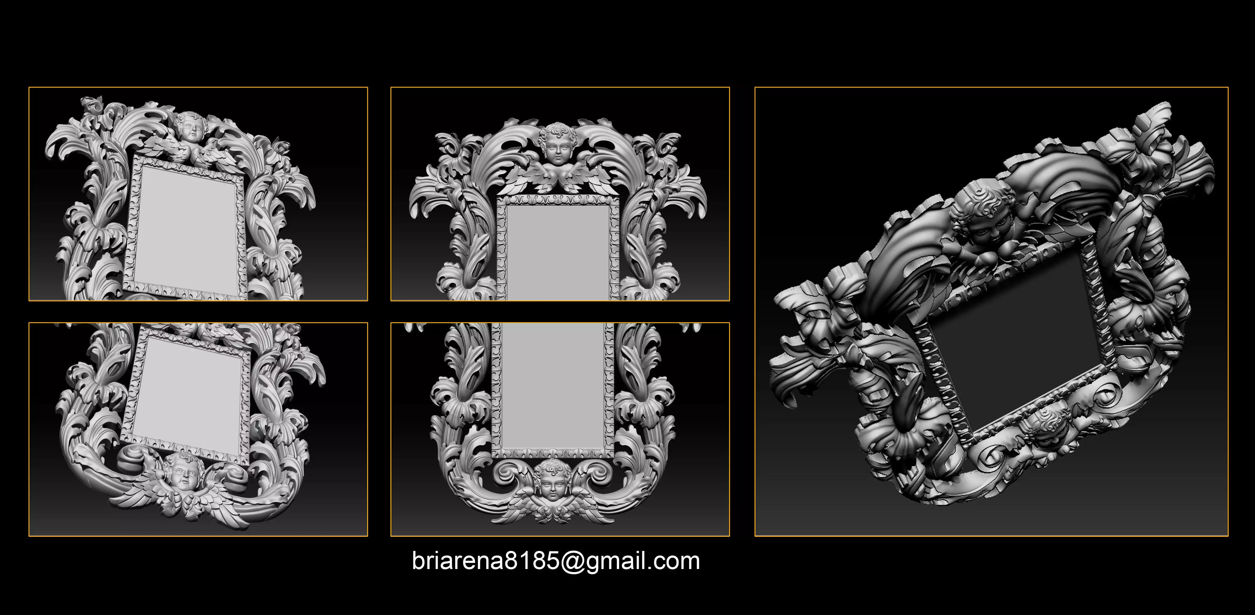 3D Frame - Wood Carving STL Model for CNC Router 3D print model_0