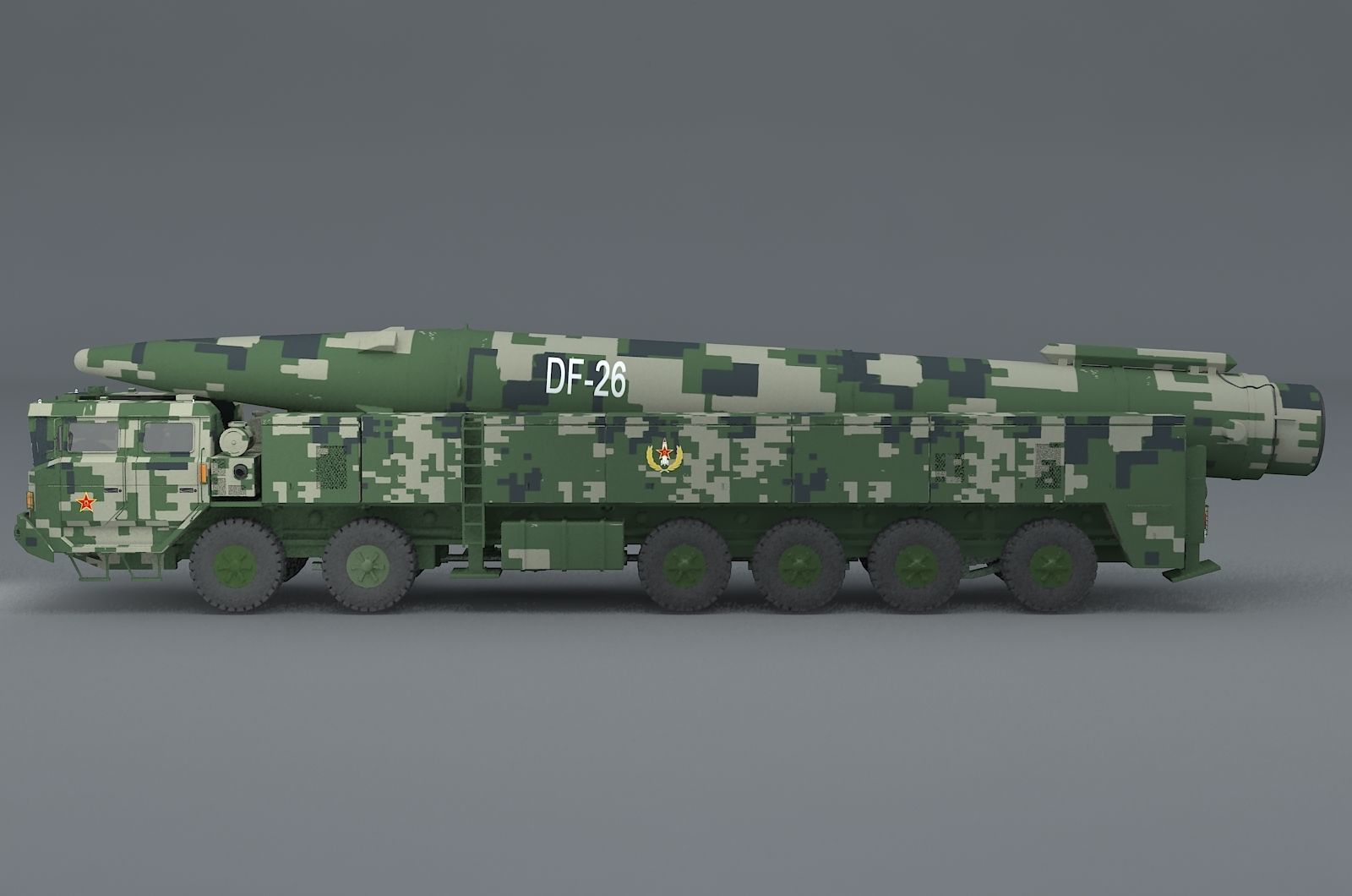 Chinese Army Dongfeng 26 Medium and long range missile 3D model_1