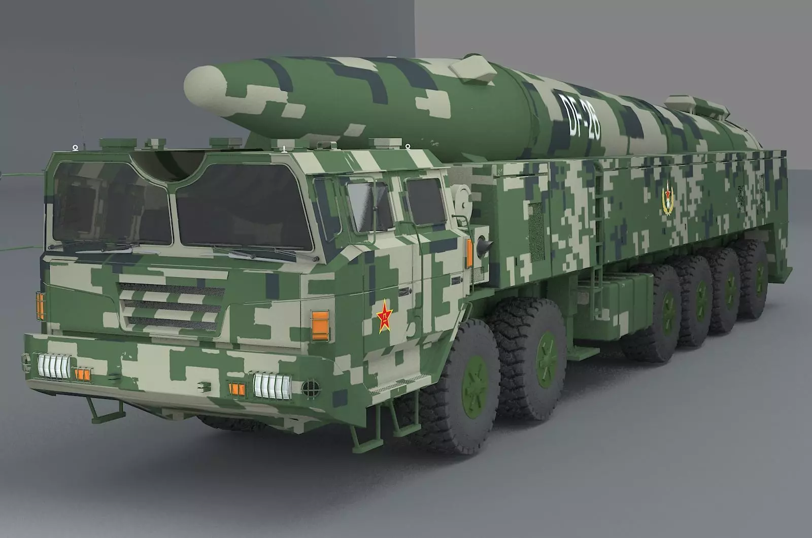 Chinese Army Dongfeng 26 Medium and long range missile 3D model_0