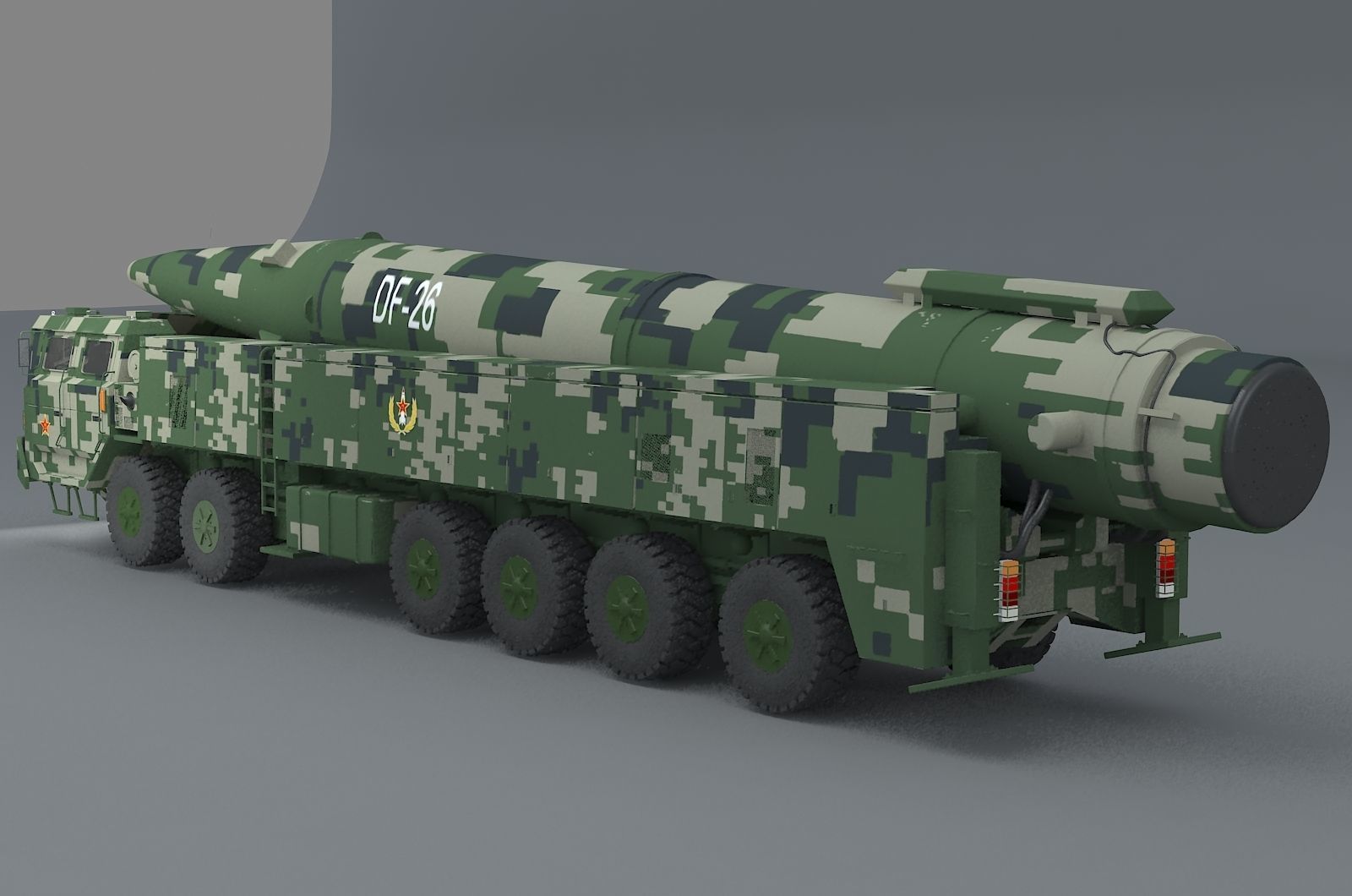 Chinese Army Dongfeng 26 Medium and long range missile 3D model_2