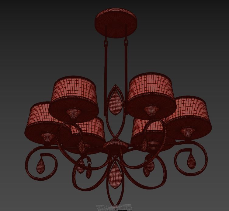 chandelier gold with four lamps 3D model_2