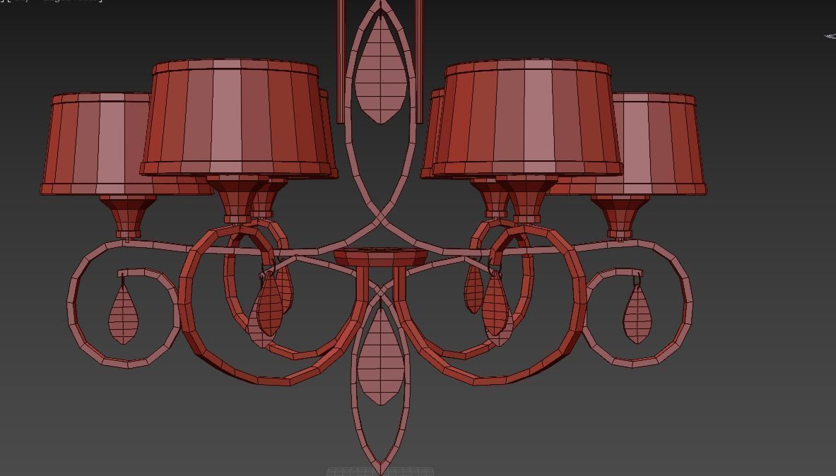 chandelier gold with four lamps 3D model_3