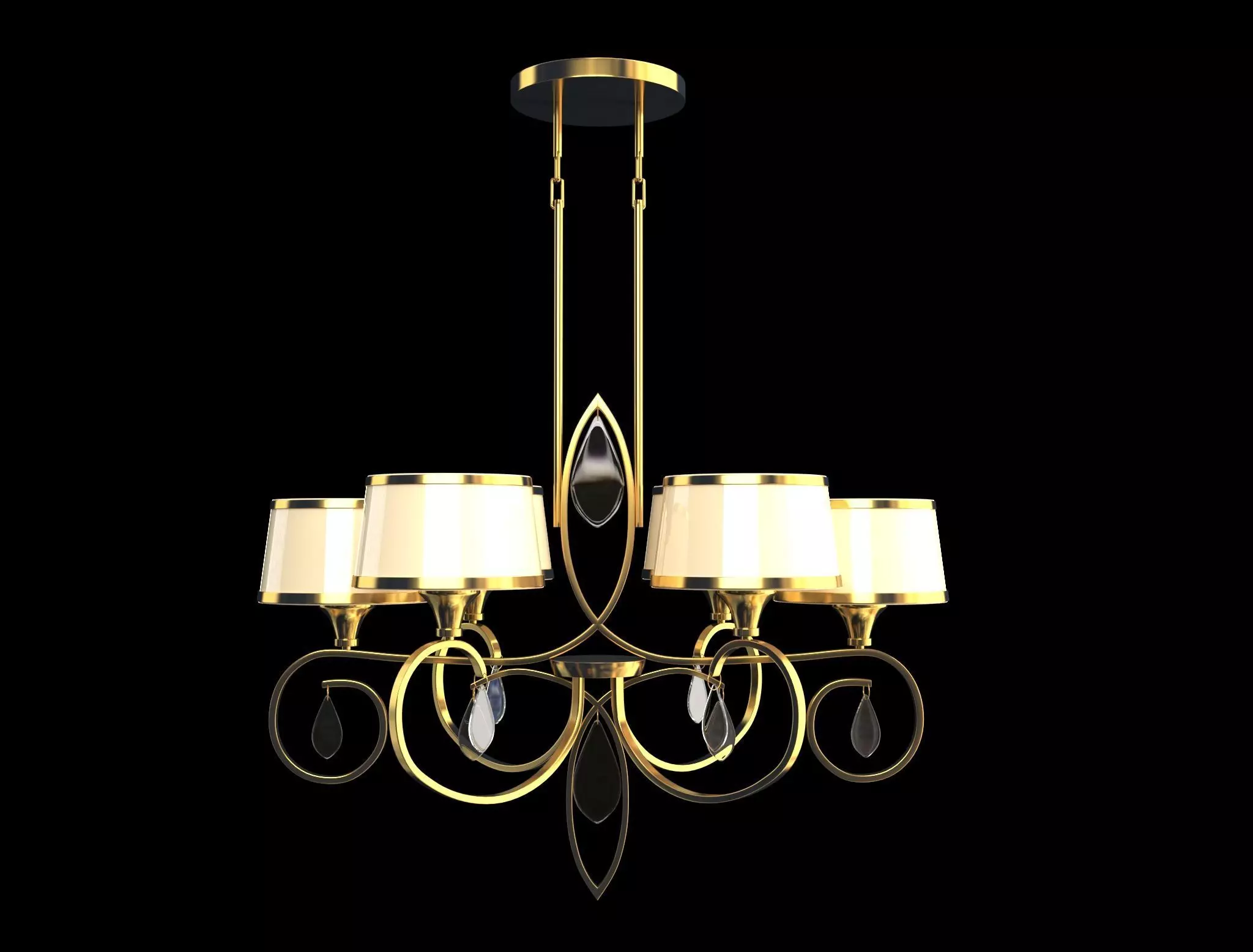 chandelier gold with four lamps 3D model_0