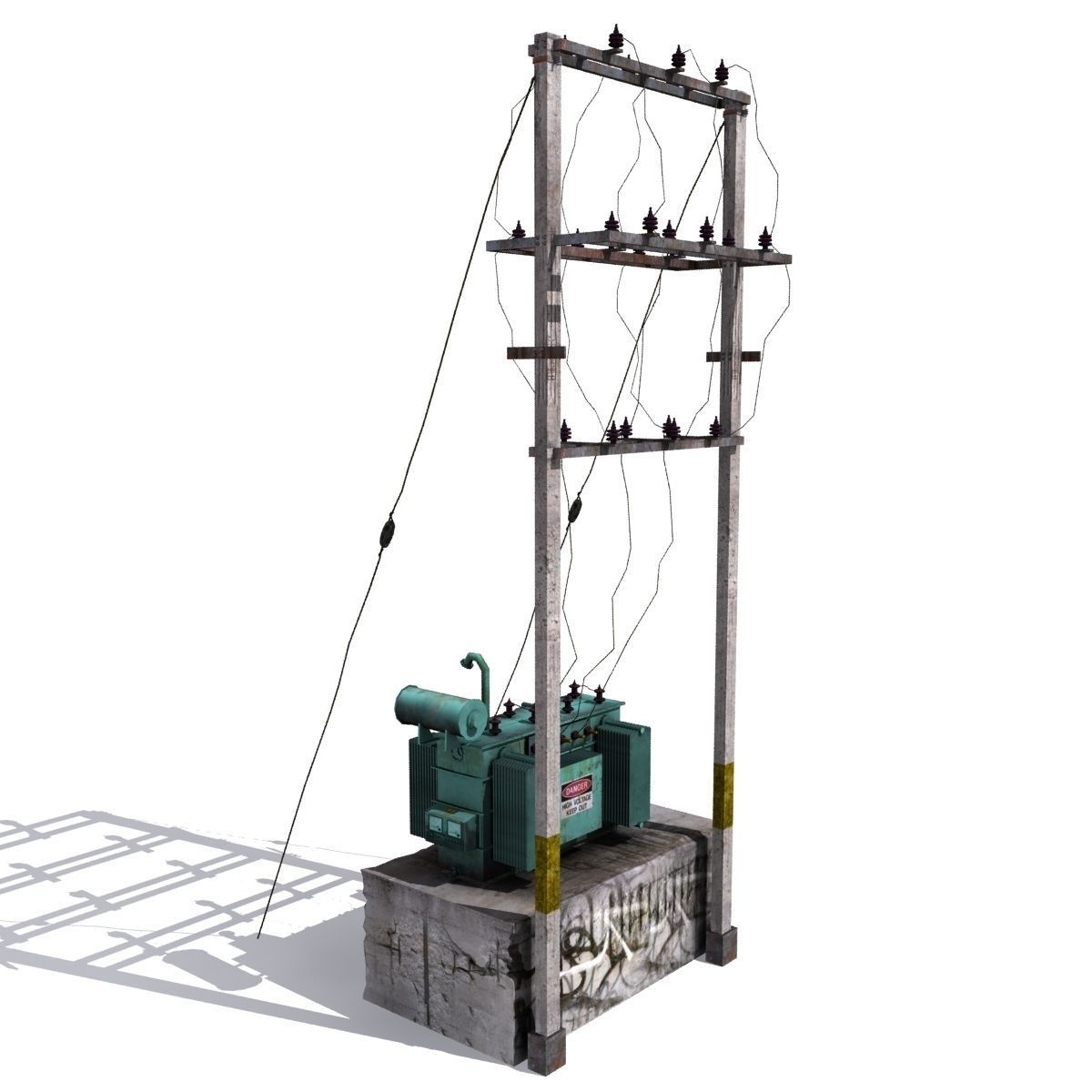 Electrical Transformer Low Poly High Poly Low-poly 3D model_8