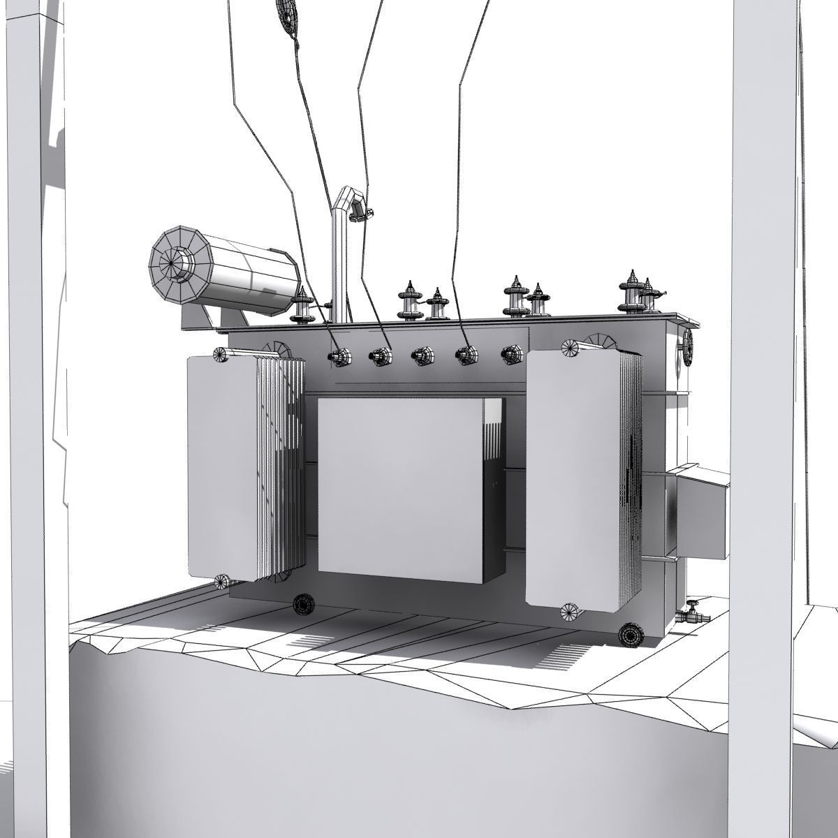 Electrical Transformer Low Poly High Poly Low-poly 3D model_4