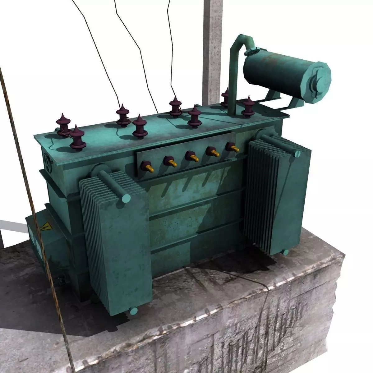 Electrical Transformer Low Poly High Poly Low-poly 3D model_0