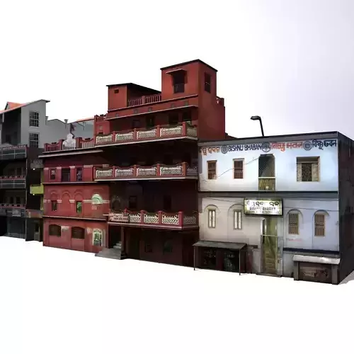 Group of Indian Buildings Low Poly
