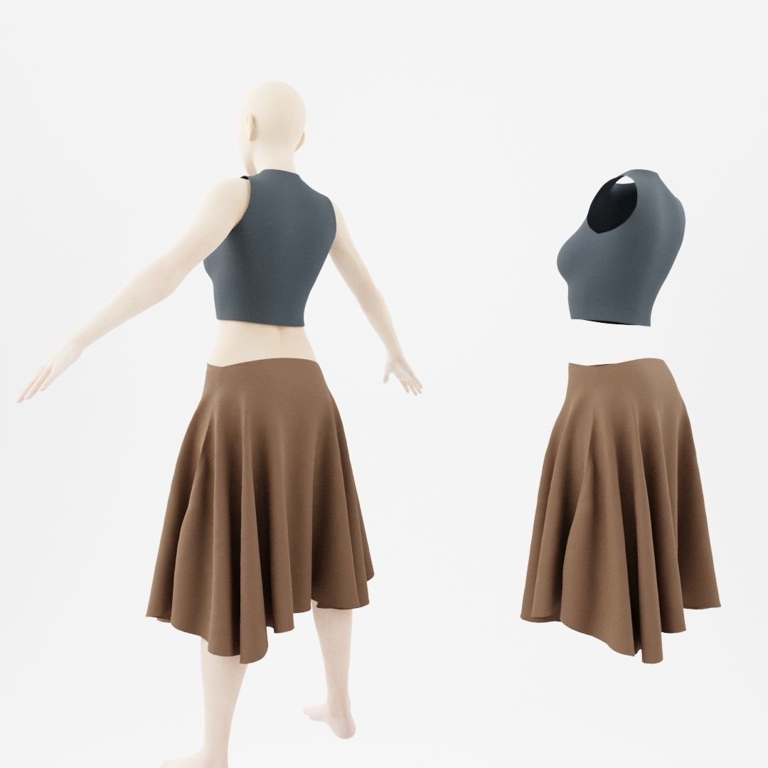 Woman with skirt Free 3D model_8