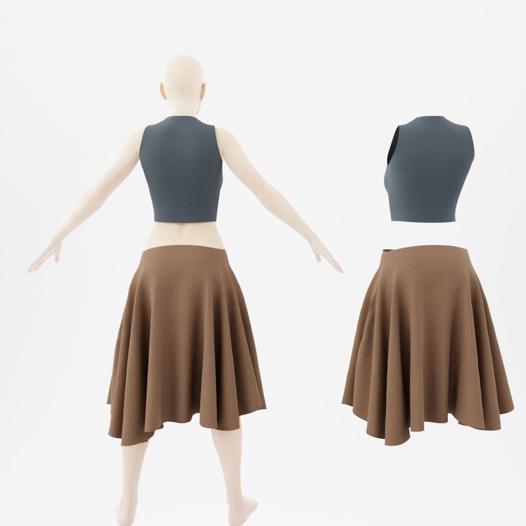 Woman with skirt Free 3D model_7