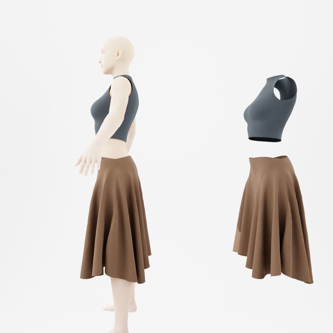 Woman with skirt Free 3D model_9