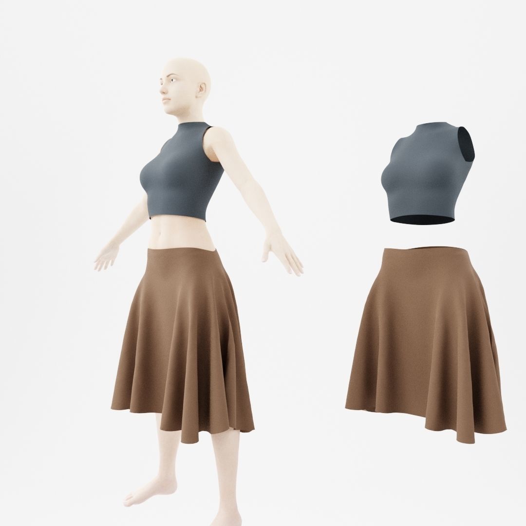 Woman with skirt Free 3D model_10