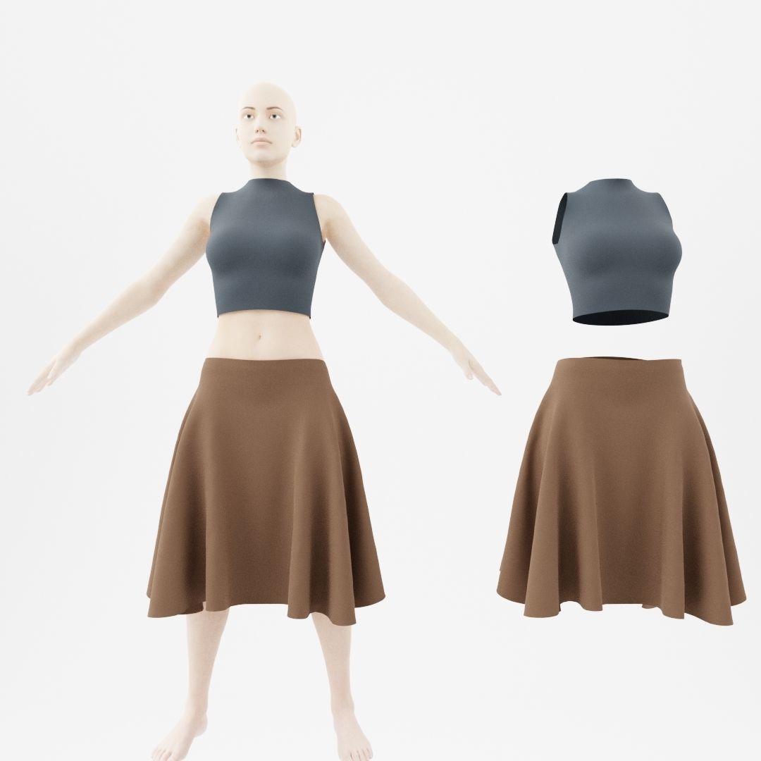 Woman with skirt Free 3D model_3