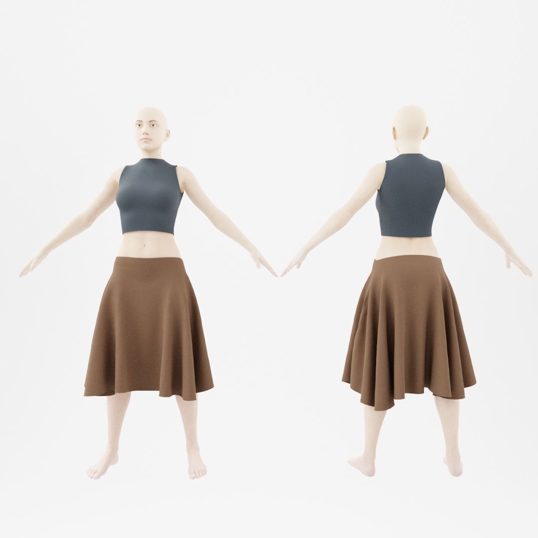 Woman with skirt Free 3D model_1