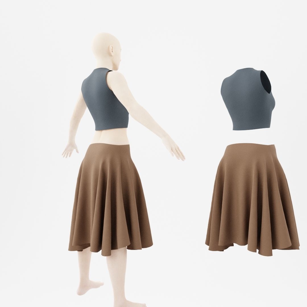 Woman with skirt Free 3D model_6