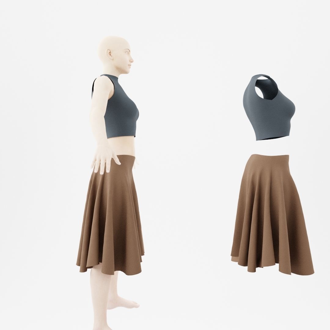 Woman with skirt Free 3D model_5