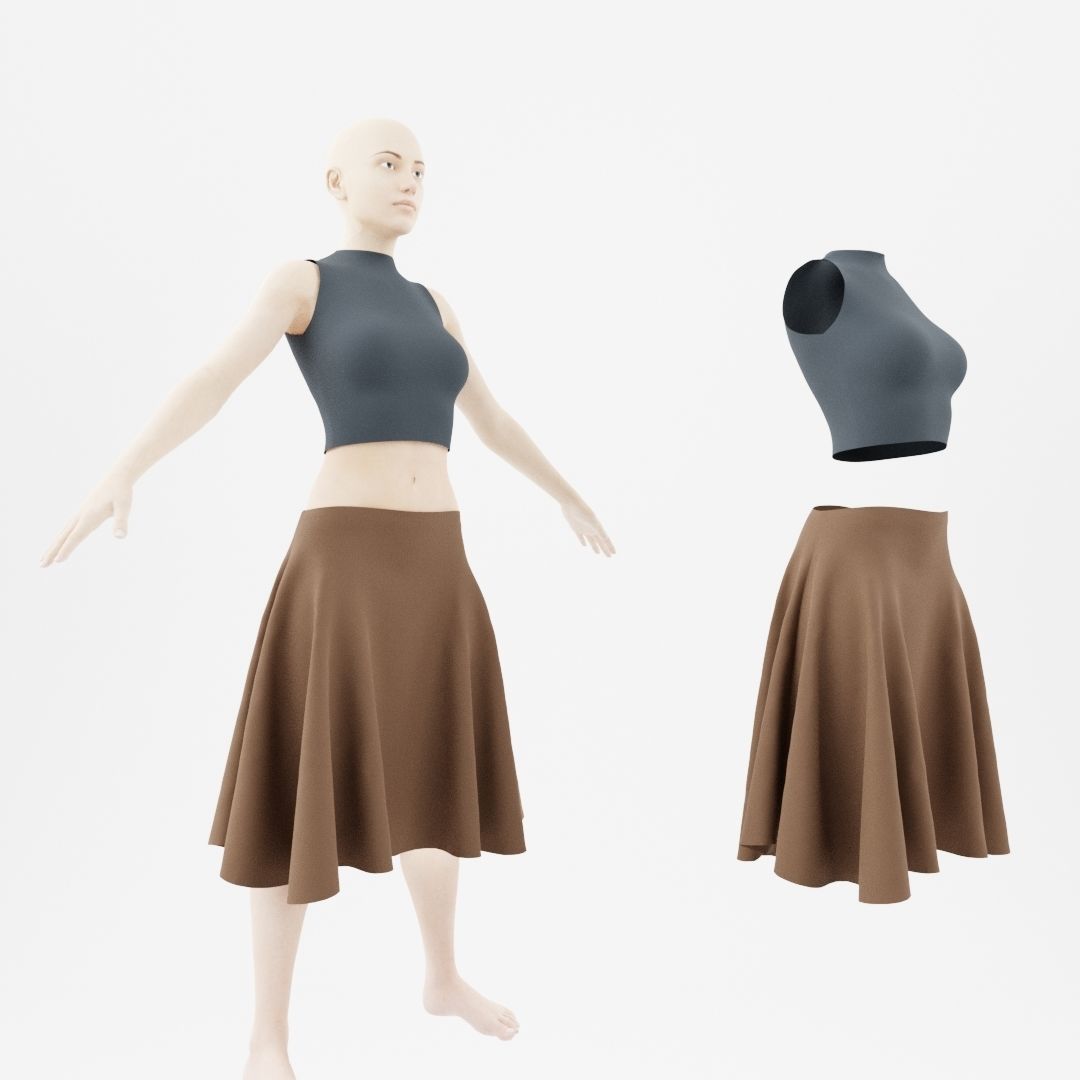 Woman with skirt Free 3D model_4