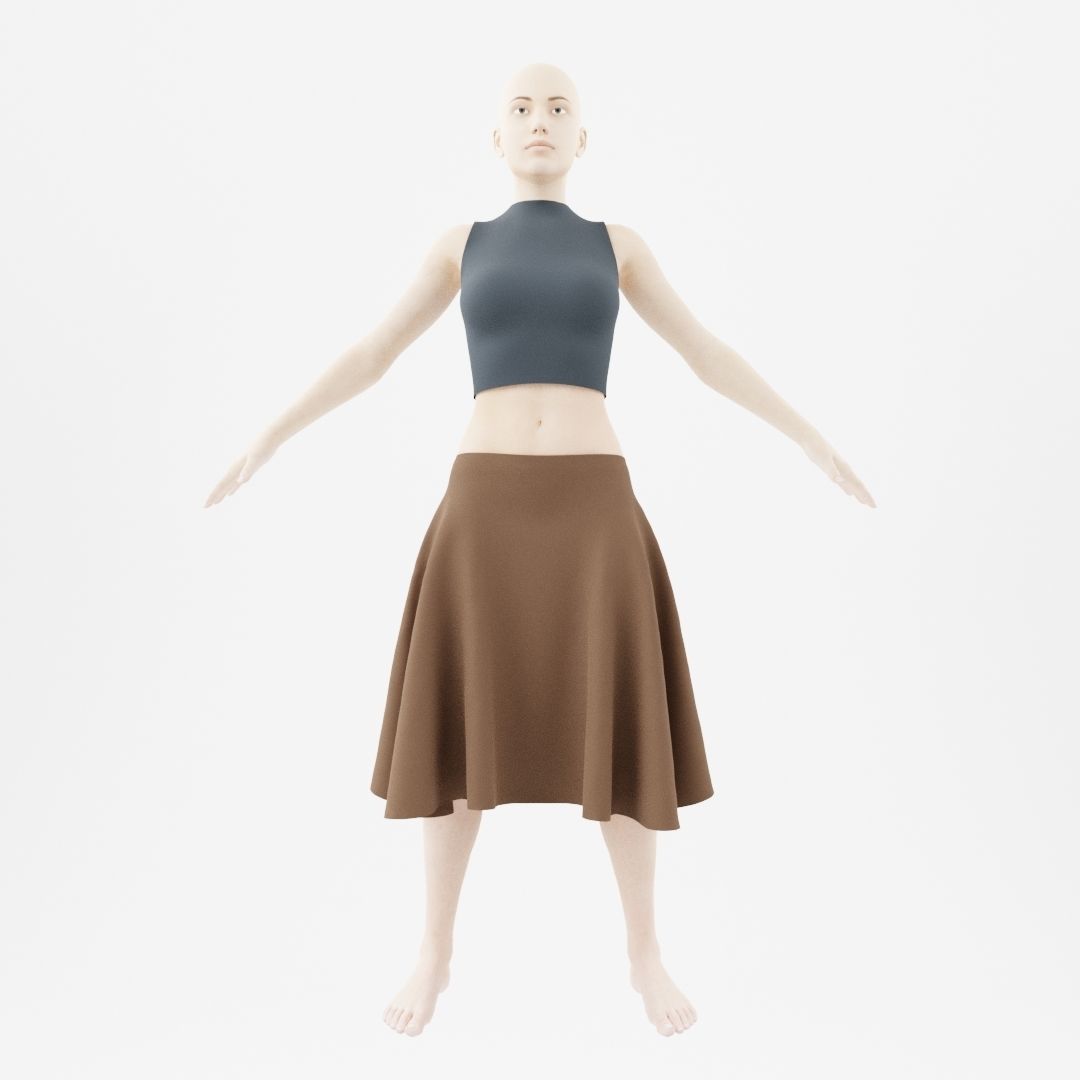 Woman with skirt Free 3D model_0