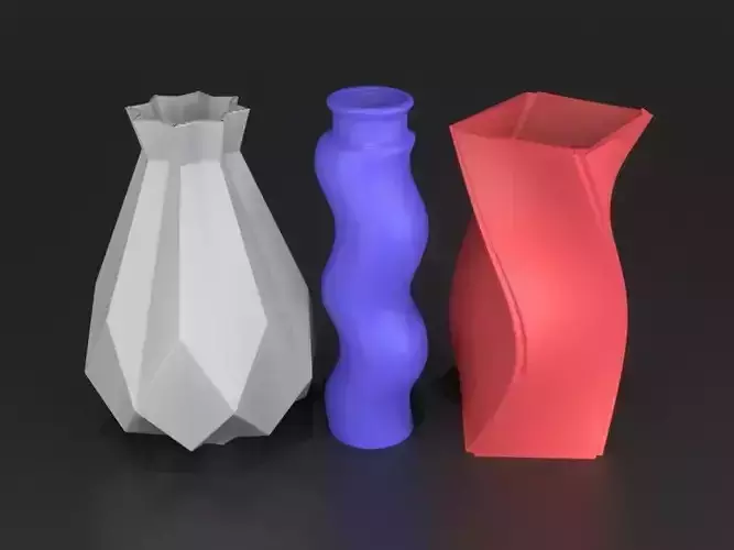 Pack 3 Flower Vase 3D printable models  3D print model
