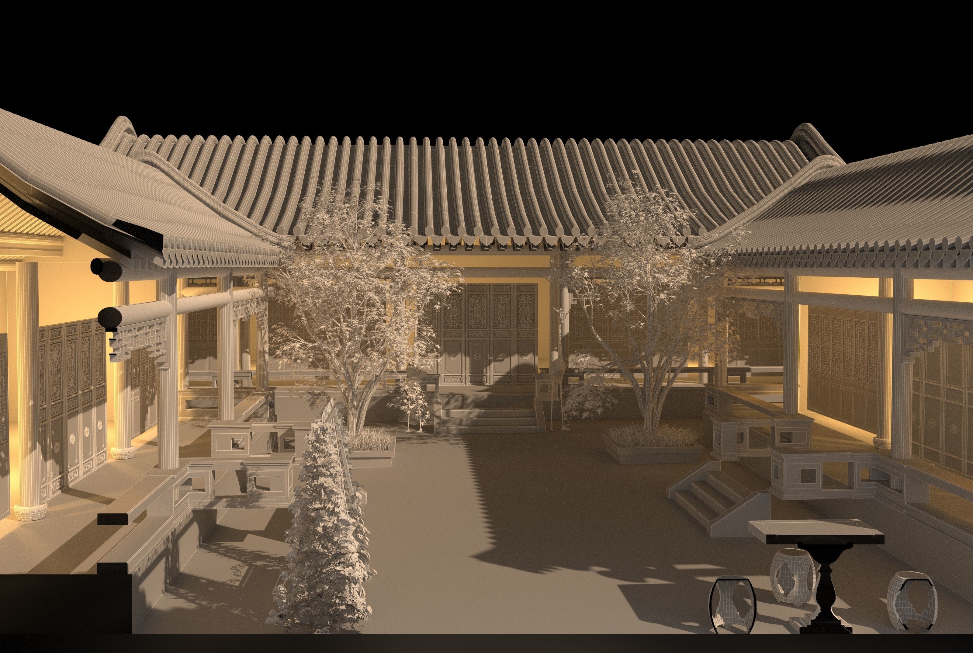 Chinese ancient courtyard house 3D model | CGTrader