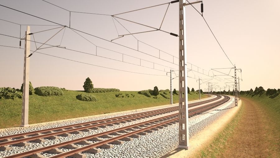Tileable railway  3D model_1