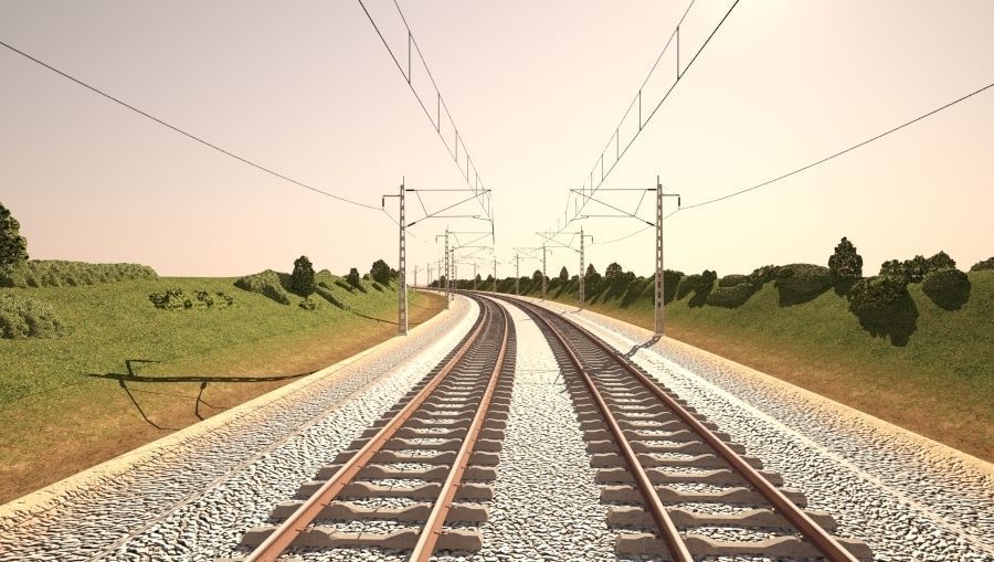 Tileable railway  3D model_3