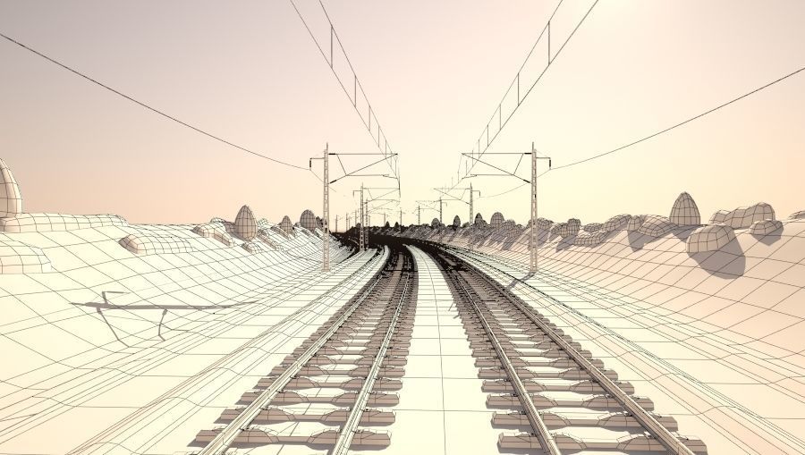 Tileable railway  3D model_11