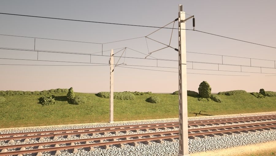 Tileable railway  3D model_2