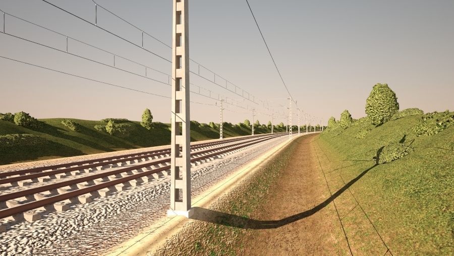 Tileable railway  3D model_7