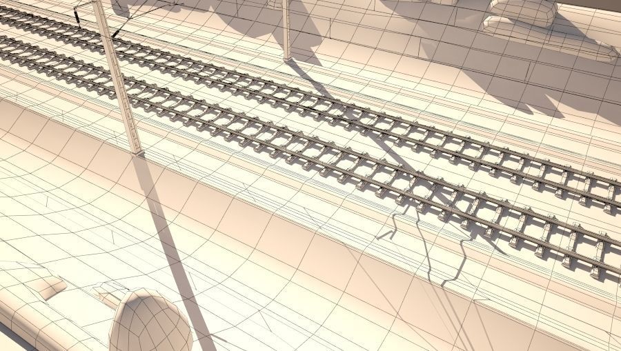 Tileable railway  3D model_10