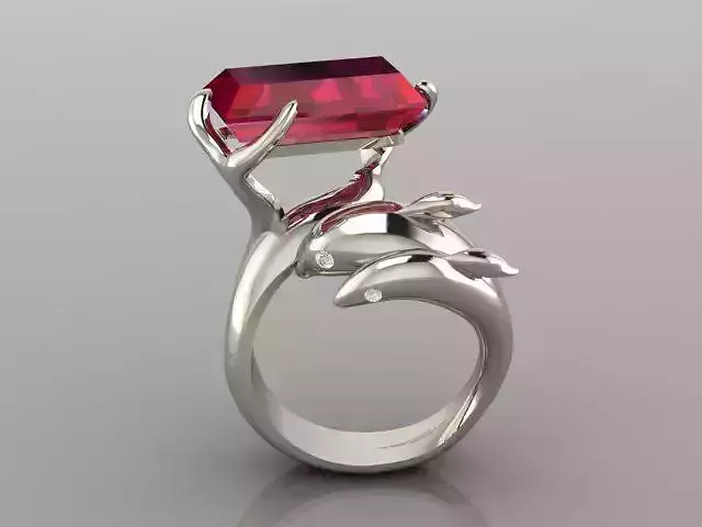 Dolphin trophy with diamond in it