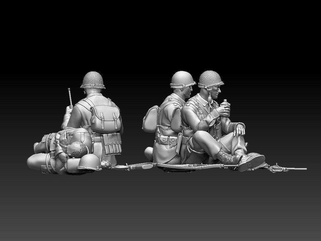 American soldiers ww2 3D print model_6