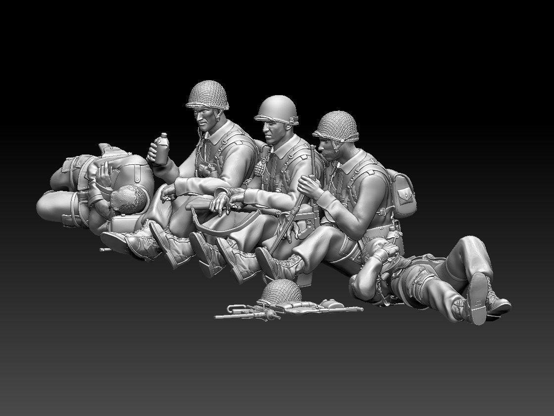 American soldiers ww2 3D print model_1