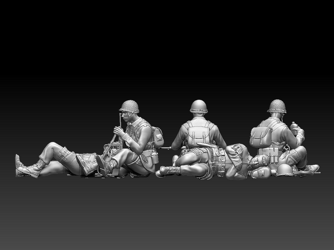 American soldiers ww2 3D print model_2