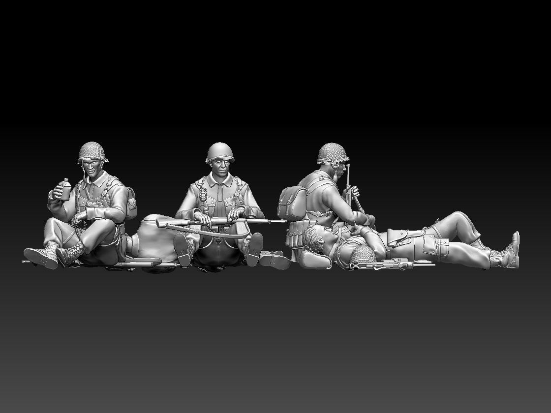 American soldiers ww2 3D print model_11