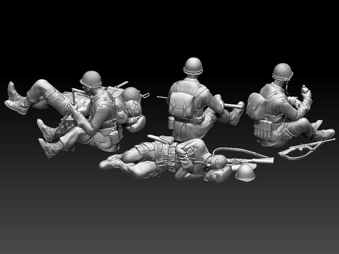 American soldiers ww2 3D print model_9